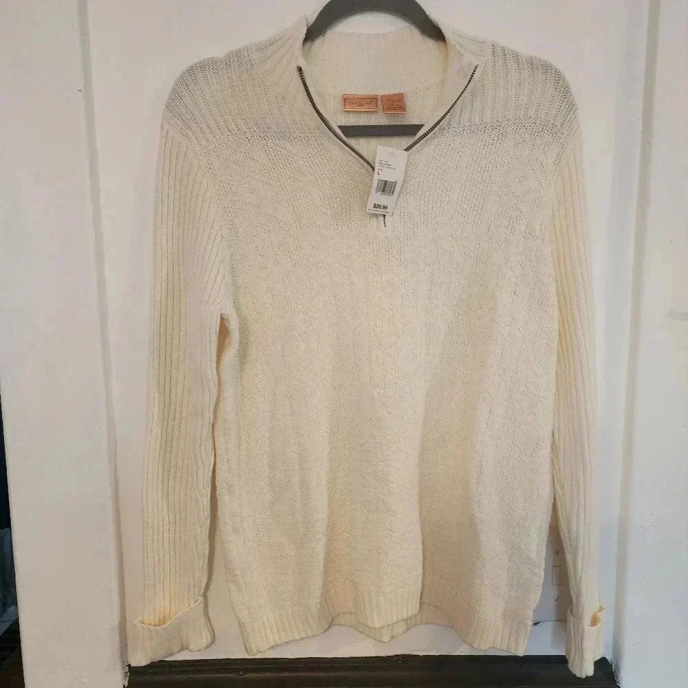 NWT Northcrest classic women Large 14/16 pull over Cream Color‎ 1/4 Zip